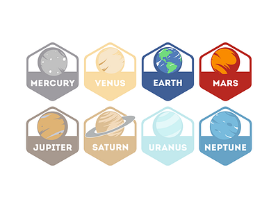 Planet badges badge flat