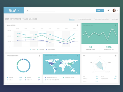 Dashboard Teads analytics dashboard flat graph