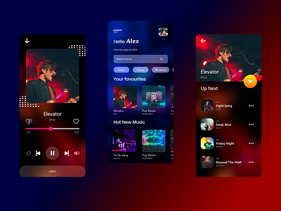 Music App android cool creative daily ui daily ui 009 daily ui 9 dailyui dailyui 009 dailyui009 dailyui9 dailyuichallenge dark design ios mobile music app music player music player app ui ux