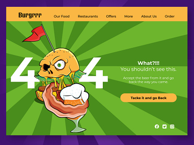 #DailyUI 008 - 404 Page 404 404 error 404 page beer behance burger cartoon daily008 dailychallenge dailyui error figma ui web