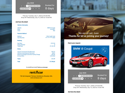 #DailyUI 017 - Email Receipt app behance car rent daily017 dailychallenge dailyui design email receipt figma ui uxdesign uxui