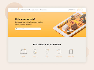 Zendesk Knowledge Base Design branding concept design desktop figma helpdesk knowledge base layout mockup nexa bold orange rose gold typography ui design ux design zendesk