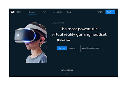 Oculus Rift Web design Concept