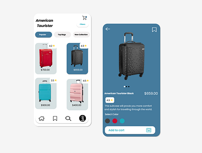 American Tourister Trolley Bags App design Concept app design graphic design ui ux vector