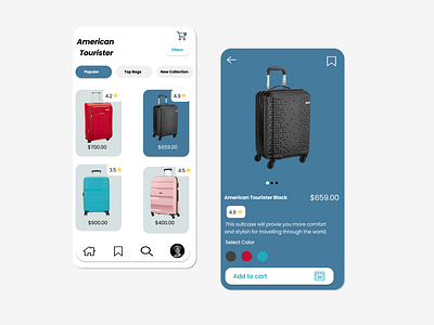 American Tourister Trolley Bags App design Concept