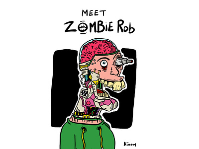 Meet Zombie Rob android colorful drawing funny procreate robot zombie