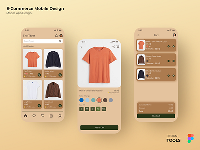 E-commerce & Cart Mobile App Design cart clothing e commerce mobile mobile design shirt ui uiux