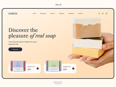 E-commerce of all-natural soaps 30daysofwebdesign concept design