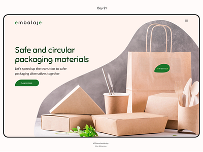 Website selling sustainable packaging 30daysofwebdesign concept design