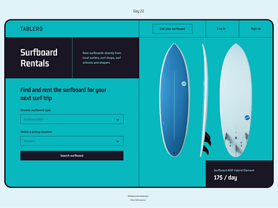 Platform for renting surfboards 30daysofwebdesign concept design