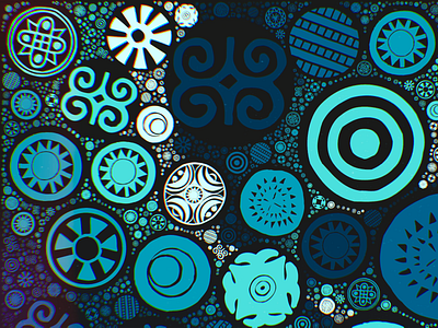 Psychippie 3d abstract artwork black blue circles color design digital graphic hippie hippy pattern psychedelic psychic psychology retro shapes wallpaper white