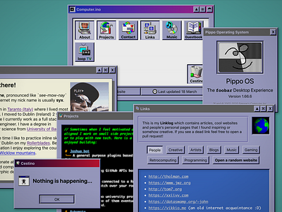 Simone's Computer gui macintosh nostalgia personal website portfolio react95 reactjs retro design skeumorphism windows windows 95