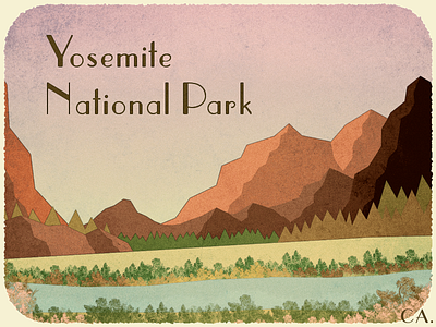 Yosemite Postcard california landscape mountains national park postcard vintage yosemite