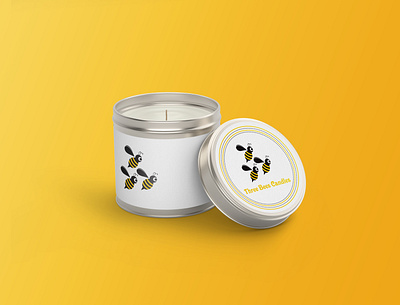 Three Bees Candle candle label candles design garments label graphic design illustration label design labels logo neck label packaging packet product packaging