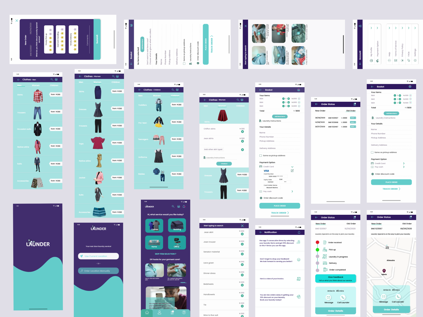 Laundry app screens design by Nenpan Wungak on Dribbble