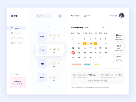 HRMS: Dashboard by Sri Yokesh on Dribbble