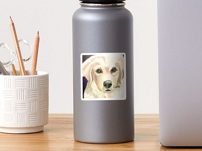Golden Retriever Painting Sticker On Product
