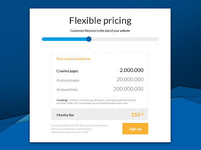 Pricing module with slider audisto interface module pricing slider software ui web