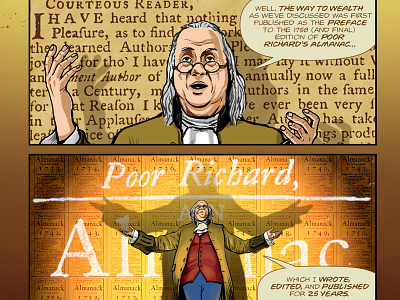 Benjamin Franklin's The Way To Wealth: Intro – p. 7 adobe illustrator adobe photoshop american history benjamin franklin comics graphic novel illustration success