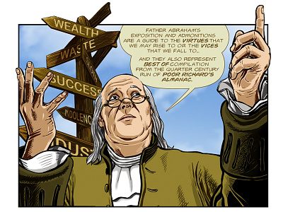 Benjamin Franklin's The Way To Wealth: Intro – p. 10 adobe illustrator adobe photoshop american history benjamin franklin comics graphic novel illustration success