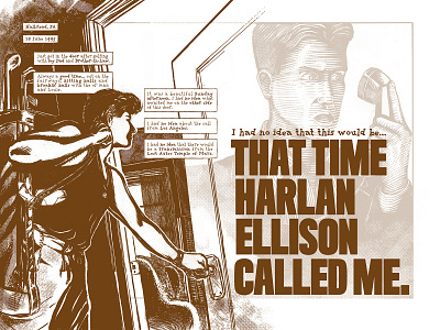 That time Harlan Ellison called me. p. 1–2 autobio comix comics graphic novel line art procreate app