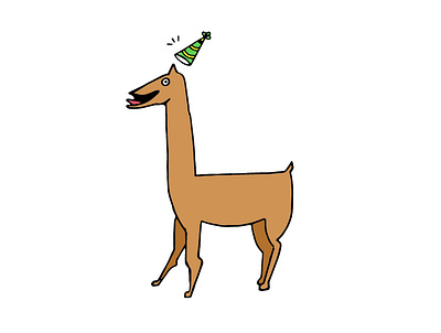 party llama funny character illustration llama partyhat partyllama