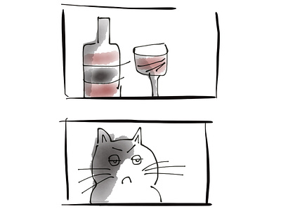 disappointed cat cartoon cat cat art digital art disappointed illustration wine wine cat
