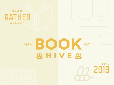 BookHive aiga bee beehive book book club brand branding branding design hive illustration logo