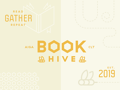 BookHive aiga bee beehive book book club brand branding branding design hive illustration logo