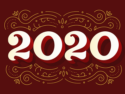 2020 calendar countdown design elaborate flourish hand lettering handlettering illustration letter lettering lineart linework logo new year type typography vector
