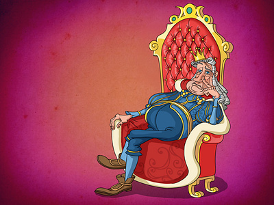 funny cartoon king on throne