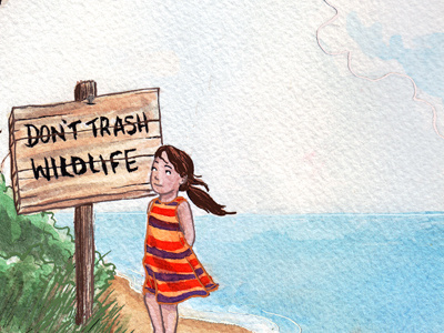 Good Advice beach girl illustration painting watercolor wildlife