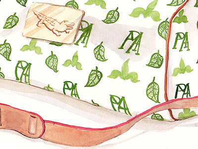Designer Camping designer label duffle bag illustration painting watercolor
