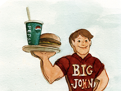 Big John ainsworth food gouache illustration restaurant