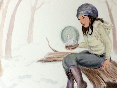 Snow Globe acrylic editorial illustration gouache painting snow globe winter
