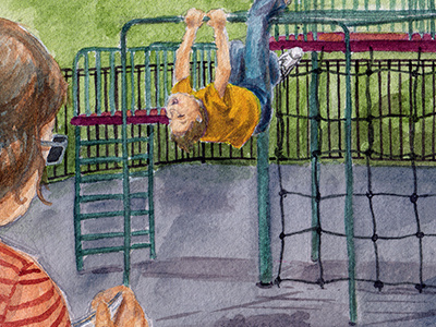 Playground Fun acrylic boy climbing illustration painting playground