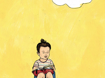 The Precocious Reader editorial illustration illustration reading toddler