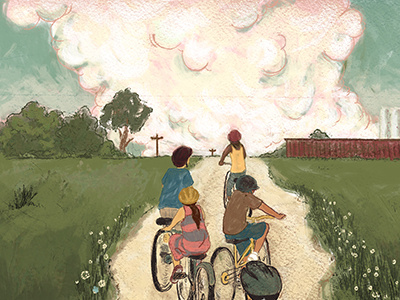 Recovery bicycle clouds editorial illustration illustration kids