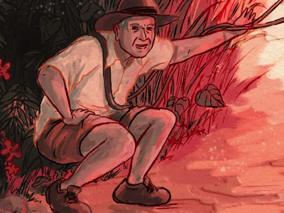 Sneaking in David Attenborough david attenborough editorial illustration illustration jungle