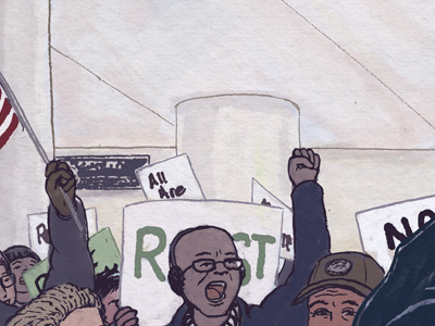 Resist! airport editorial illustration illustration protest resist