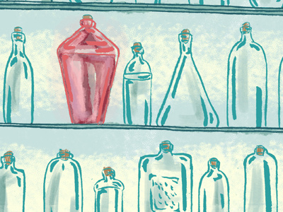 Glass Bottles in Progress bottles editorial illustration glass illustration