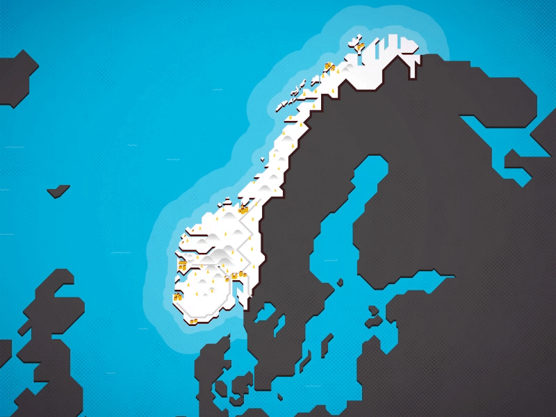 New Lands animation illustration map norway waves