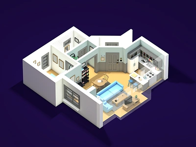 Jerry's apartment 3d architecture c4d isometric seinfeld