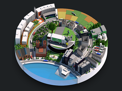 Recycling City c4d city isometric recycling