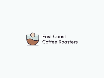 East Coast Coffee Roaster logo concept 2021 clean coffee concept cup design flat identity illustration logo logodesign minimal simple sun typography wave