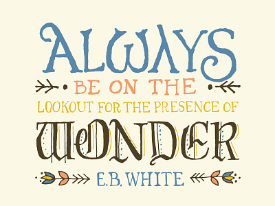 Always be on the lookout for the presence of wonder hand lettering handdrawn quote