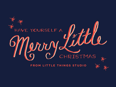 Merry Little Christmas business cards fancy lettering