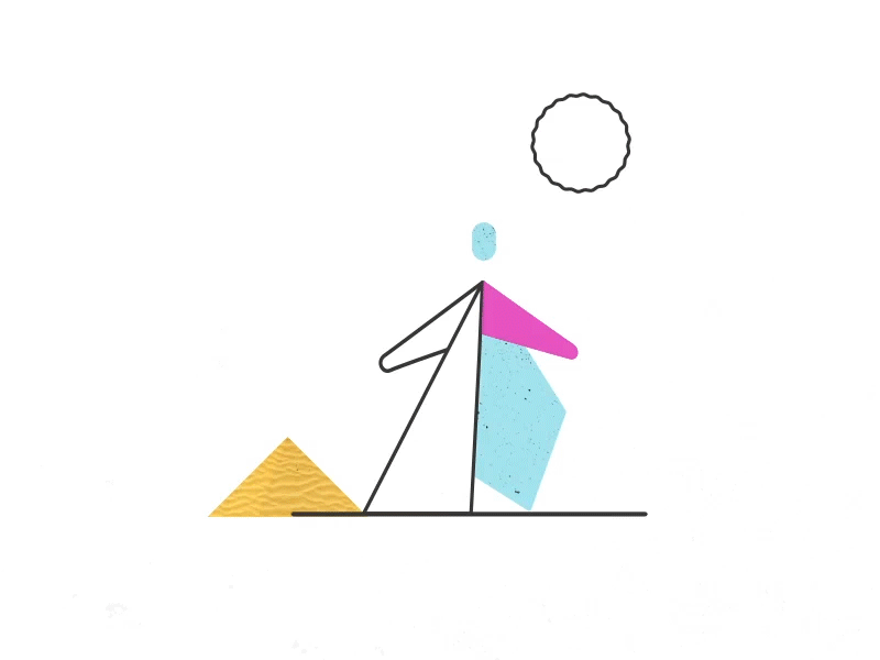 Triangle dude on Egypt vacation animation character experiment frame by frame illustration minimal motion texture walk cycle