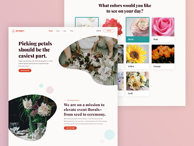 Poppy - Landing Page & Style Quiz app design floral design product design typography ui ux web weddings