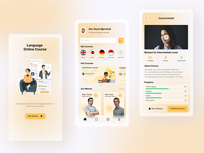 Language Online Learning Apps app design minimal ui ux